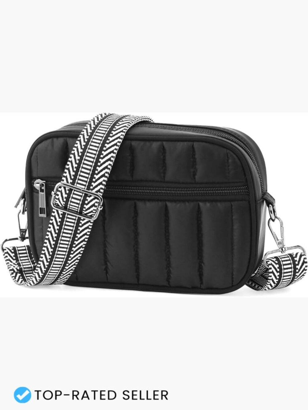 Small Crossbody Bag With RFID Protection, Wide Adjustable Strap, Quilted Pattern
